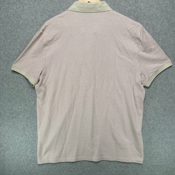 Express Mens Geometric Diamond Polo Shirt Tan Cream Short Sleeve Button Down L - Picture 3 of 8